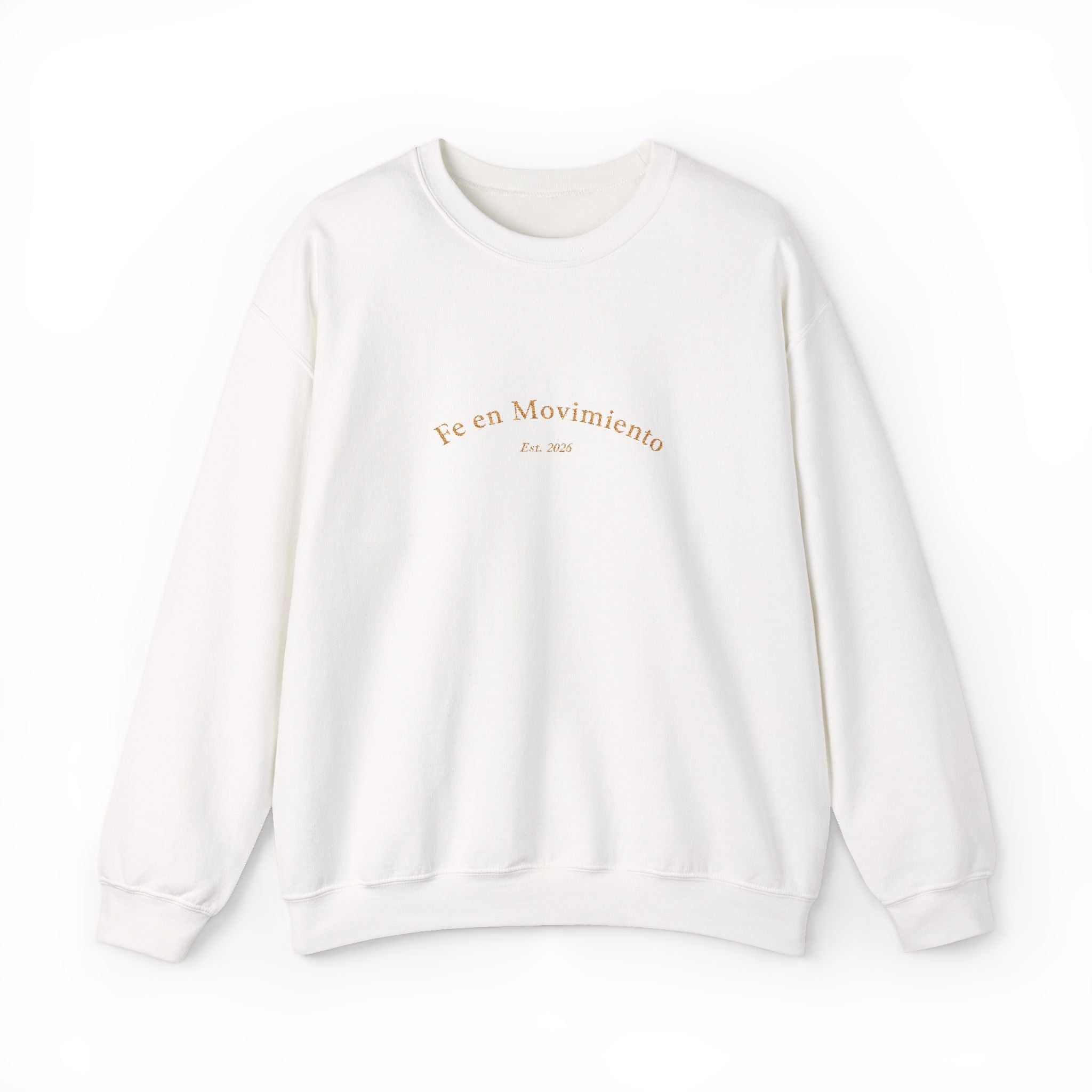 Crewneck Sweatshirt • 'Fe en Movimiento' Minimal Embroidered Logo
