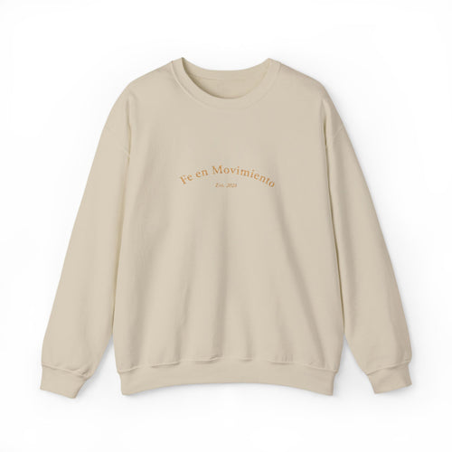 Crewneck Sweatshirt • 'Fe en Movimiento' Minimal Embroidered Logo