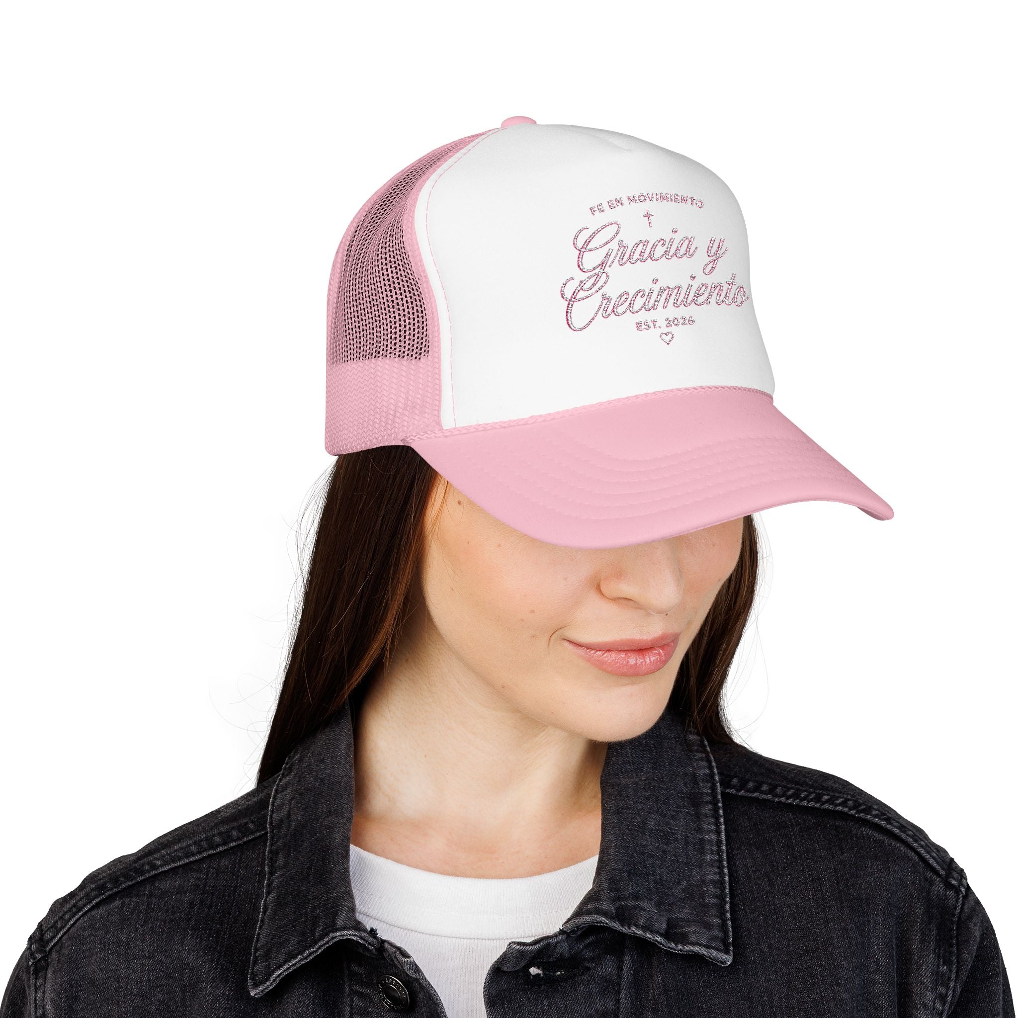 Gracia y Crecimiento Pink Trucker Hat | Fe en Movimiento Cap