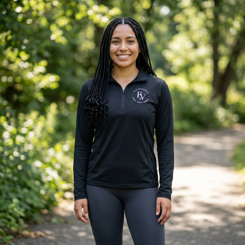 Ladies Quarter-Zip Pullover — 'Fe en Movimiento' Faith Pullover