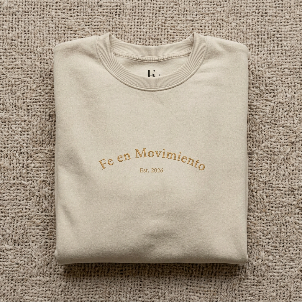 Fe en Movimiento Minimal Embroidered Crewneck Sweatshirt