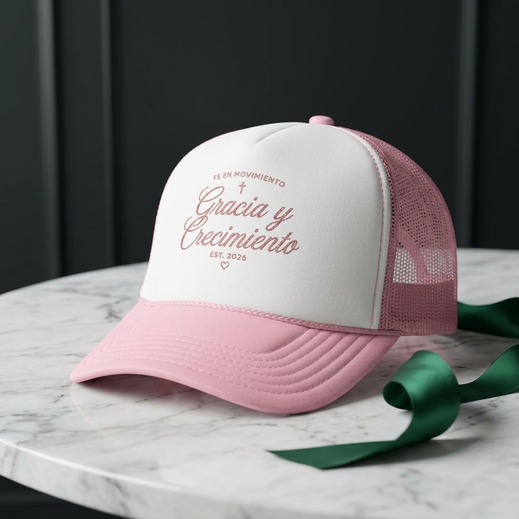 Gracia y Crecimiento Pink Trucker Hat | Fe en Movimiento Cap