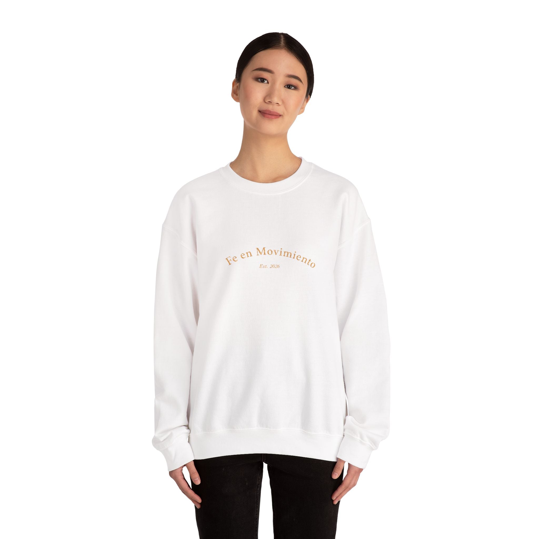 Crewneck Sweatshirt • 'Fe en Movimiento' Minimal Embroidered Logo