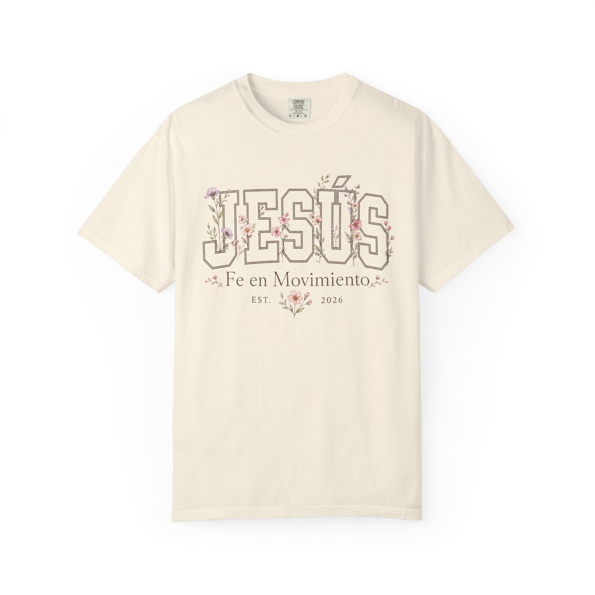 Floral Jesus Christian T-Shirt | Fe en Movimiento Faith-Based Tee