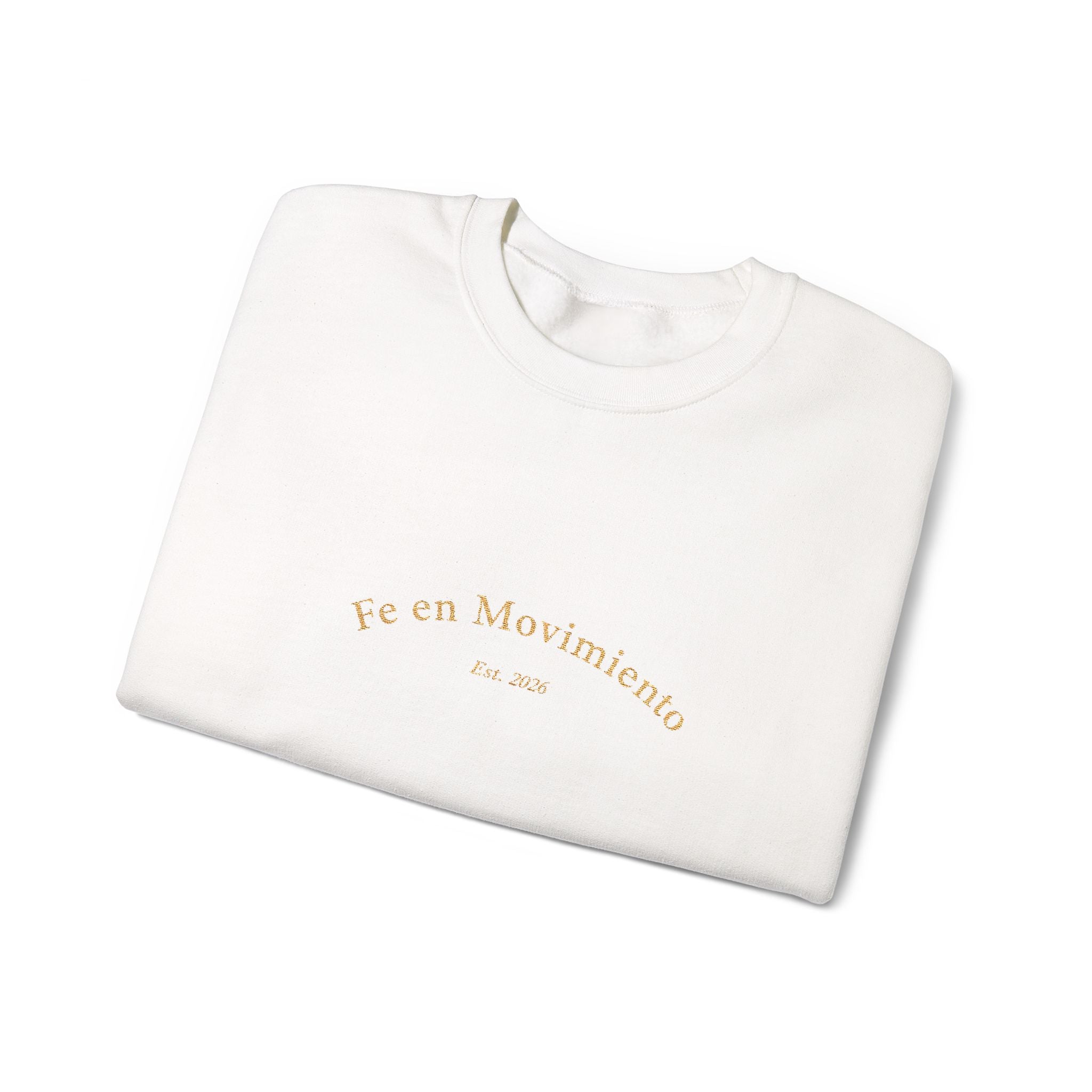 Crewneck Sweatshirt • 'Fe en Movimiento' Minimal Embroidered Logo